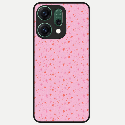  Cosmic Pink Sparkle Glass Case For Oppo Reno 14 back cover – full design glossy printed glass finish
