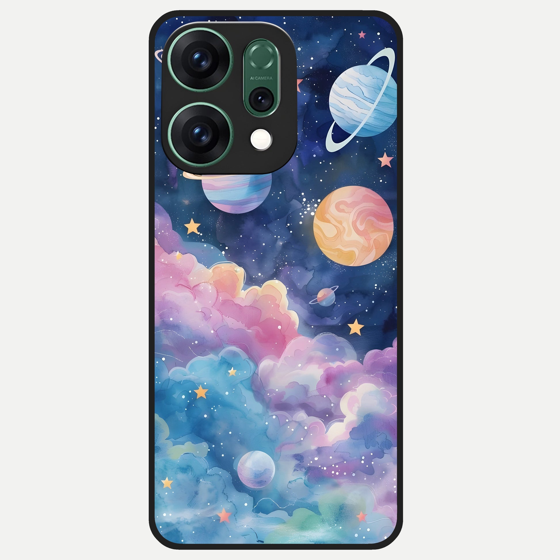  Cosmic Planet Dreams Glass Case For Oppo Reno 14 back cover – full design glossy printed glass finish