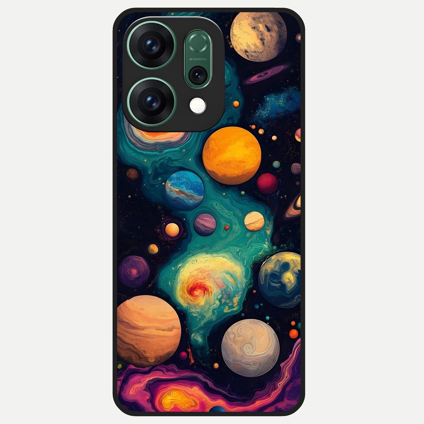  Cosmic Planet Journey Glass Case For Oppo Reno 14 back cover – full design glossy printed glass finish