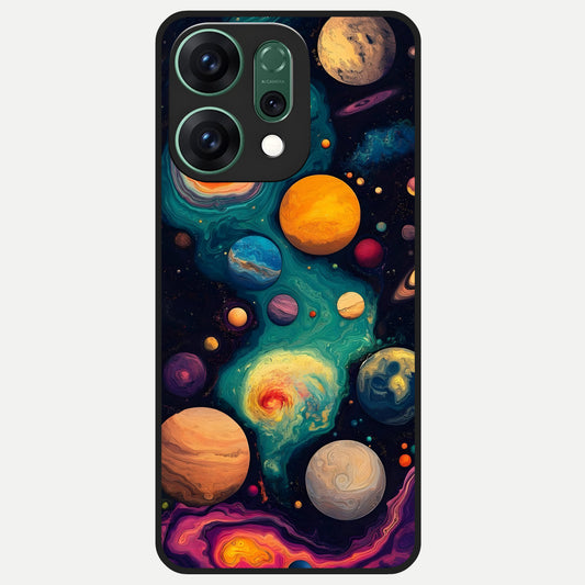  Cosmic Planet Journey Glass Case For Oppo Reno 14 back cover – full design glossy printed glass finish