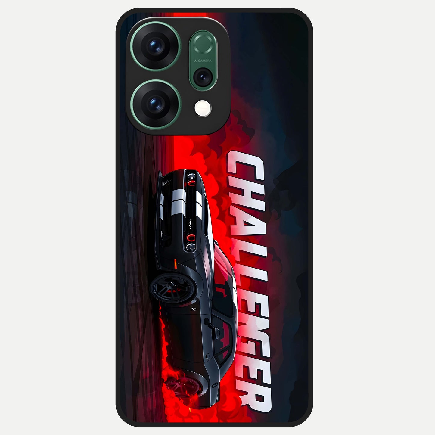  Crimson Challenger Fury Glass Case For Oppo Reno 14 back cover – full design glossy printed glass finish