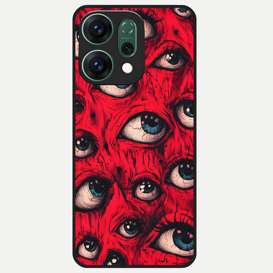  Crimson Watch Eyes Glass Case For Oppo Reno 14 back cover – full design glossy printed glass finish