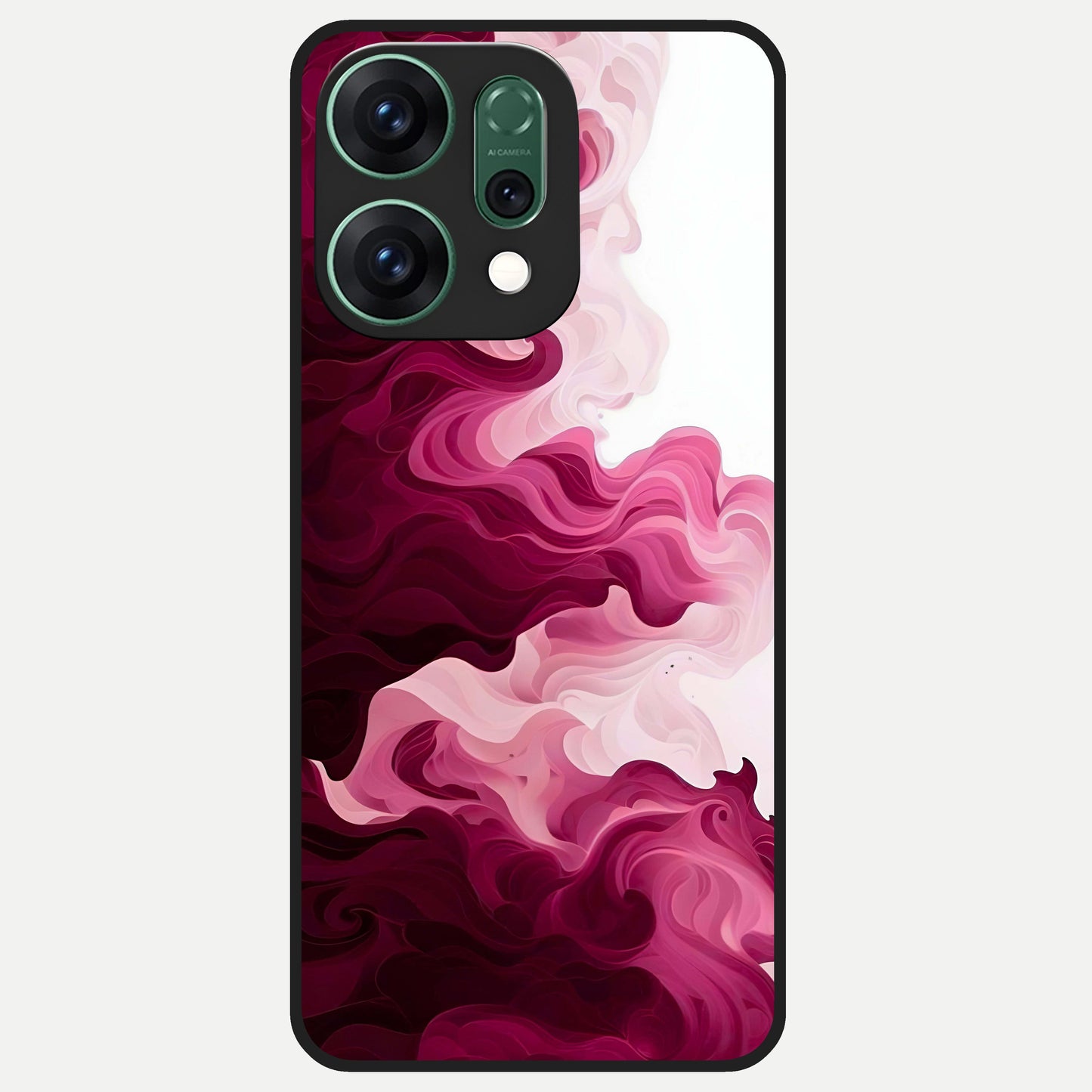  Crimson Wave Flow Glass Case For Oppo Reno 14 back cover – full design glossy printed glass finish
