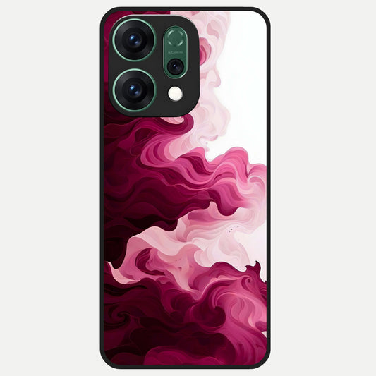  Crimson Wave Flow Glass Case For Oppo Reno 14 back cover – full design glossy printed glass finish
