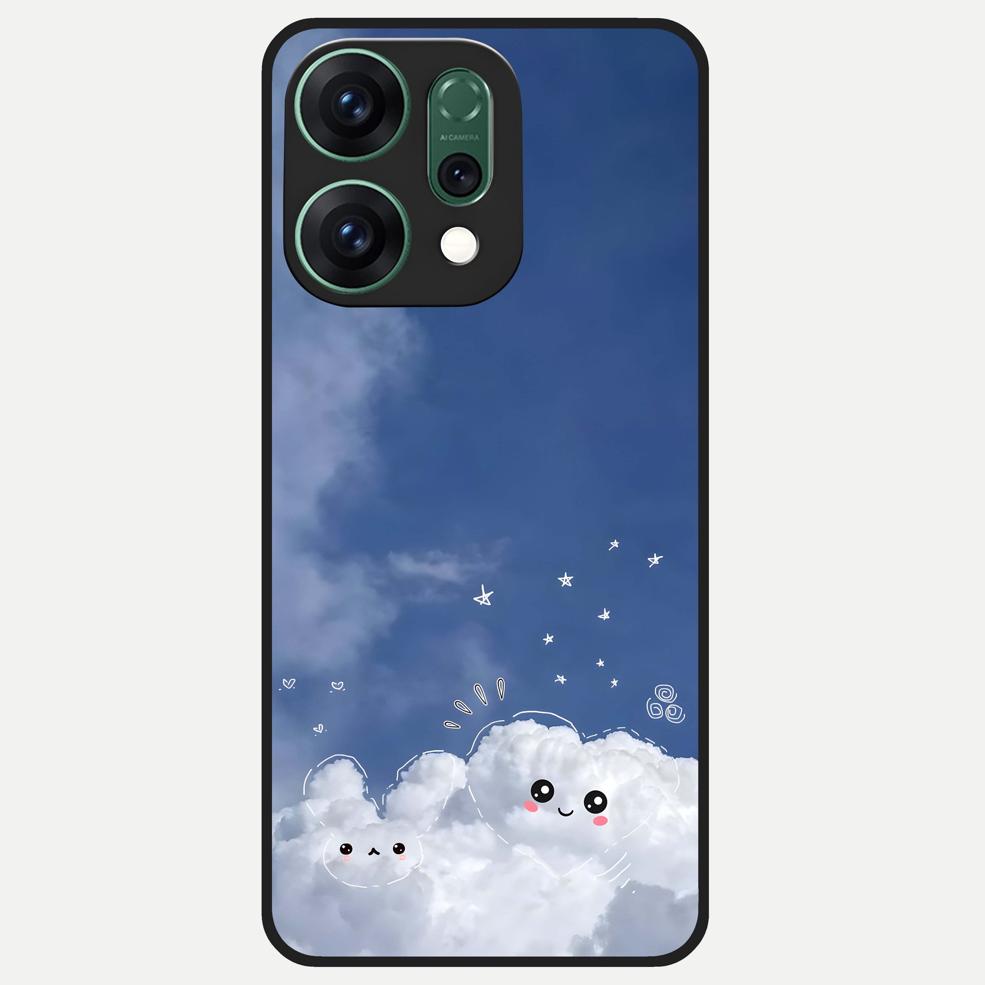  Cute Blossom Cloud Glass Case For Oppo Reno 14 back cover – full design glossy printed glass finish