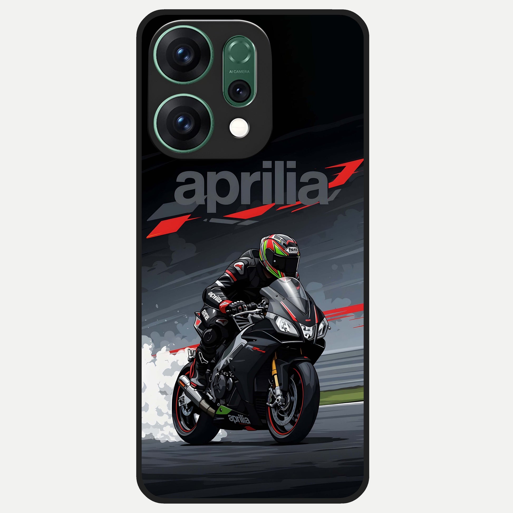  Dark Aprilla Glass Case For Oppo Reno 14 back cover – full design glossy printed glass finish