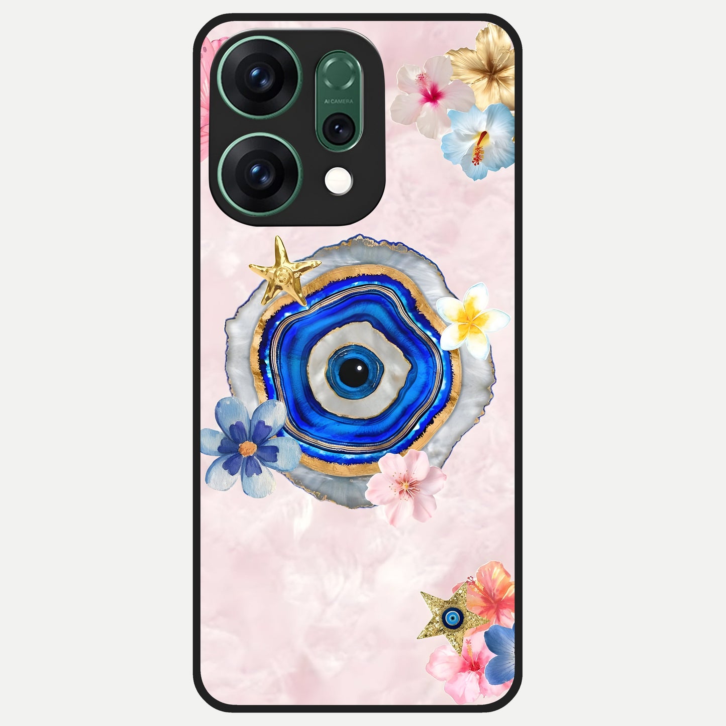  Divine Aura Bloom Glass Case For Oppo Reno 14 back cover – full design glossy printed glass finish