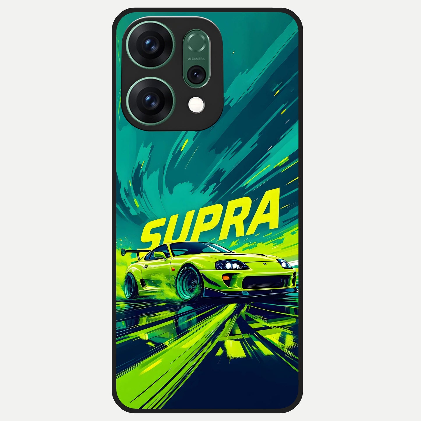  Electric Supra Thunder Glass Case For Oppo Reno 14 back cover – full design glossy printed glass finish