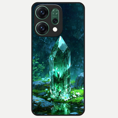  Emerald Light Crystal Glass Case For Oppo Reno 14 back cover – full design glossy printed glass finish
