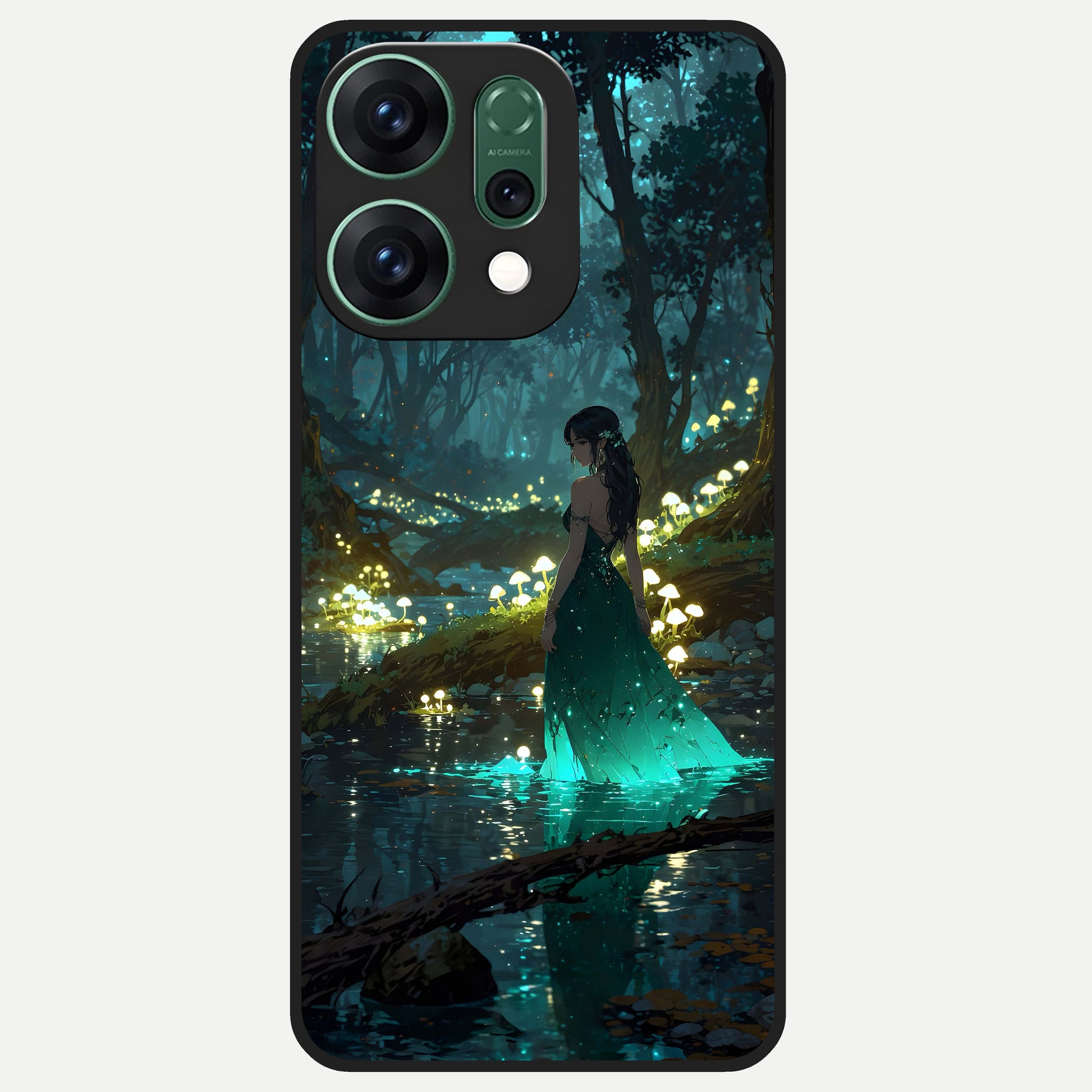  Enchanted Forest Glow Glass Case For Oppo Reno 14 back cover – full design glossy printed glass finish