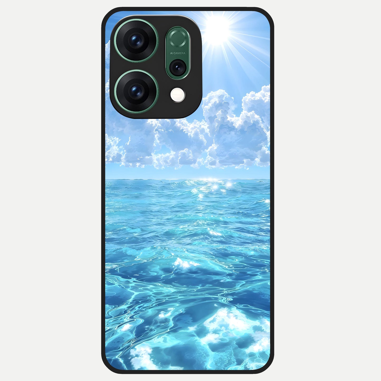  Endless Ocean Horizon Glass Case For Oppo Reno 14 back cover – full design glossy printed glass finish