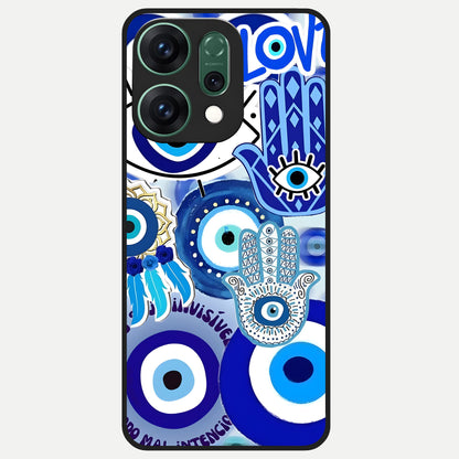  Evil Eyes Dream Glass Case For Oppo Reno 14 back cover – full design glossy printed glass finish