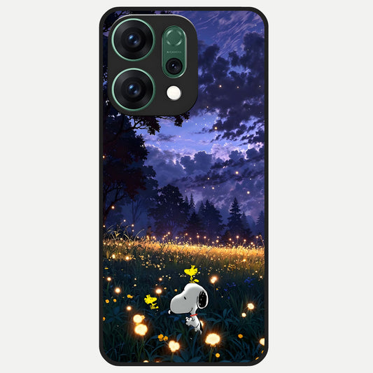  Firefly Meadow Magic Glass Case For Oppo Reno 14 back cover – full design glossy printed glass finish