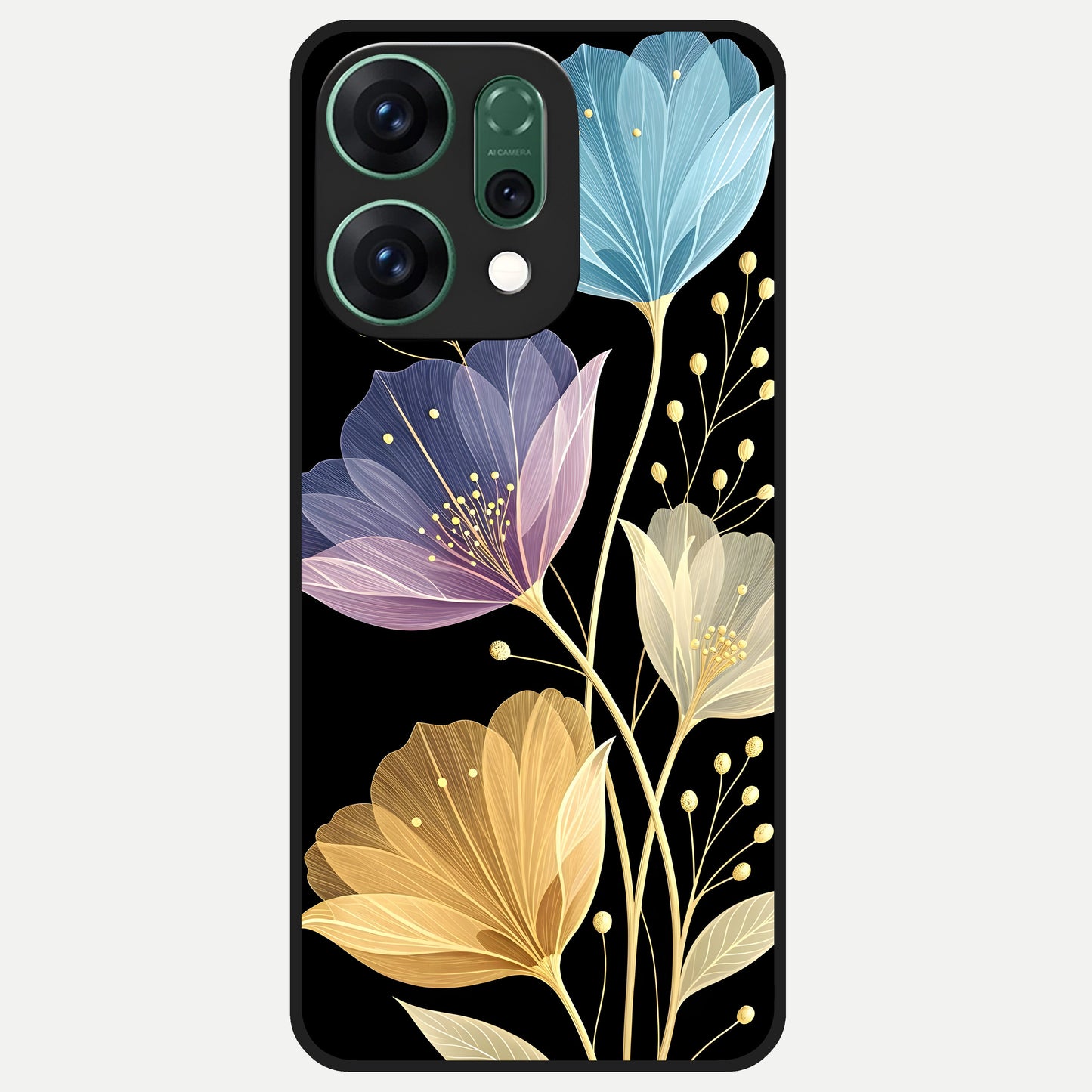  Flower Bloom Glow Glass Case For Oppo Reno 14 back cover – full design glossy printed glass finish