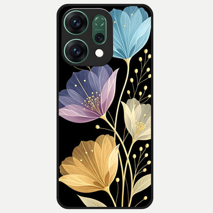  Flower Bloom Glow Glass Case For Oppo Reno 14 back cover – full design glossy printed glass finish