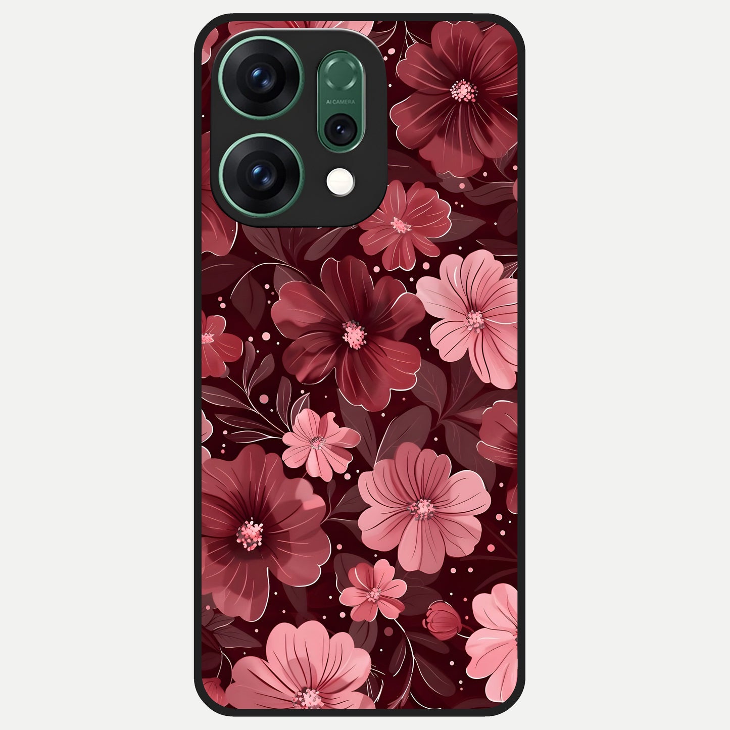  Flower Blush Bloom Glass Case For Oppo Reno 14 back cover – full design glossy printed glass finish