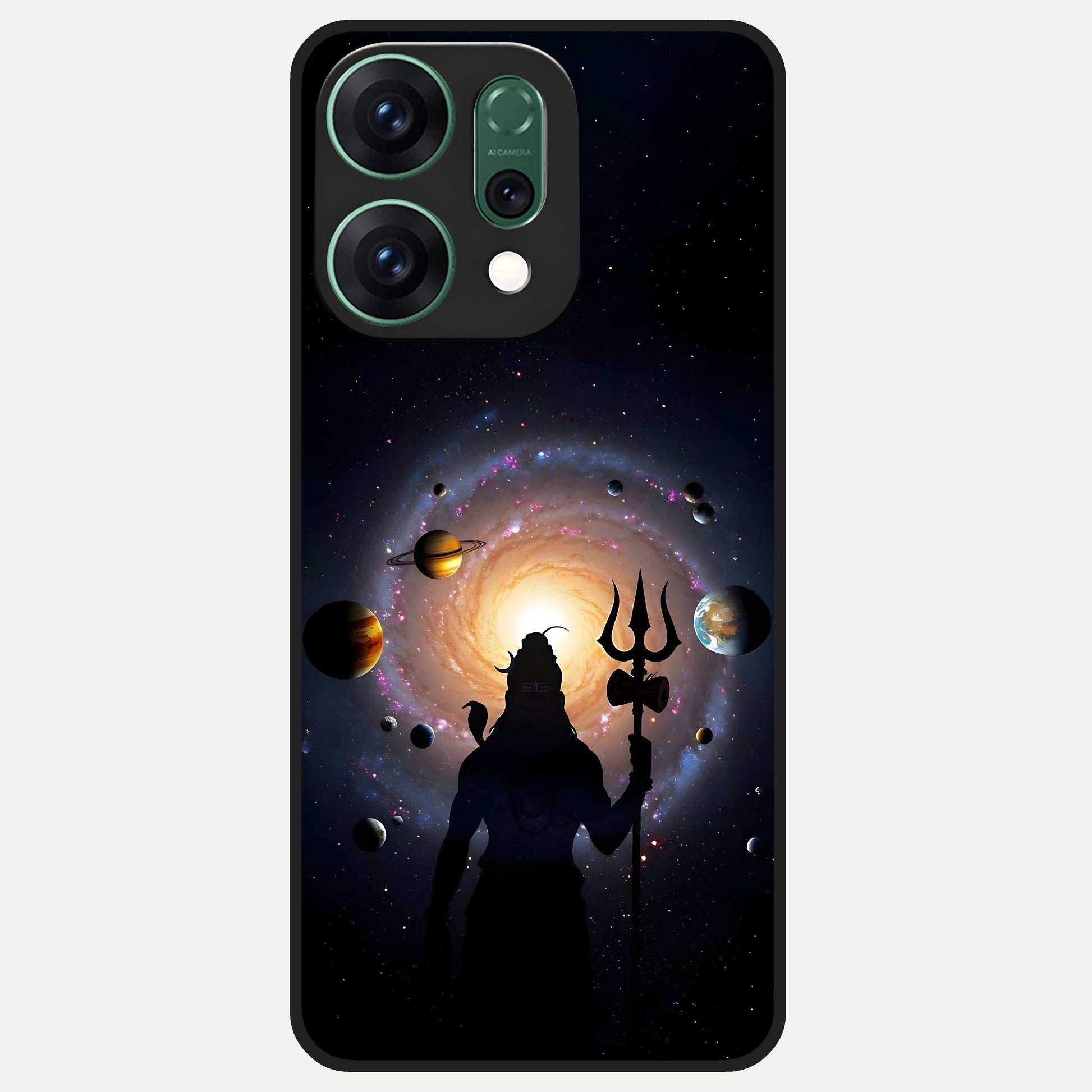 Galactic Shiva Vision Glass Case For Oppo Reno 14 back cover – full design glossy printed glass finish