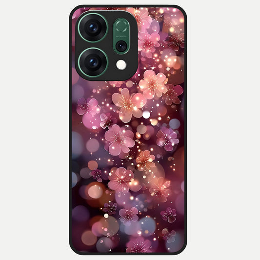  Glowing Petal Bliss Glass Case For Oppo Reno 14 back cover – full design glossy printed glass finish
