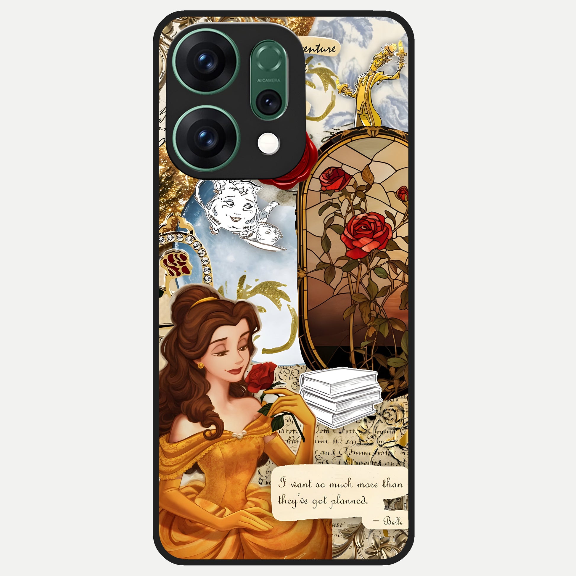  Golden Dream Belle Glass Case For Oppo Reno 14 back cover – full design glossy printed glass finish