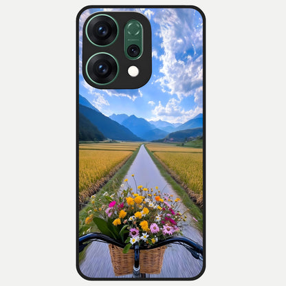  Golden Field Journey Glass Case For Oppo Reno 14 back cover – full design glossy printed glass finish