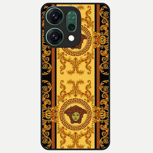  Golden Royal Heritage Glass Case For Oppo Reno 14 back cover – full design glossy printed glass finish