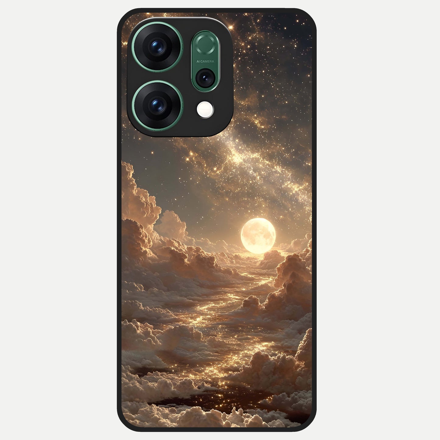  Golden Sky Dream Glass Case For Oppo Reno 14 back cover – full design glossy printed glass finish
