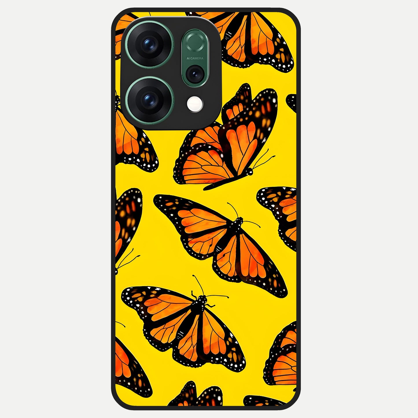  Golden Wing Flight Glass Case For Oppo Reno 14 back cover – full design glossy printed glass finish