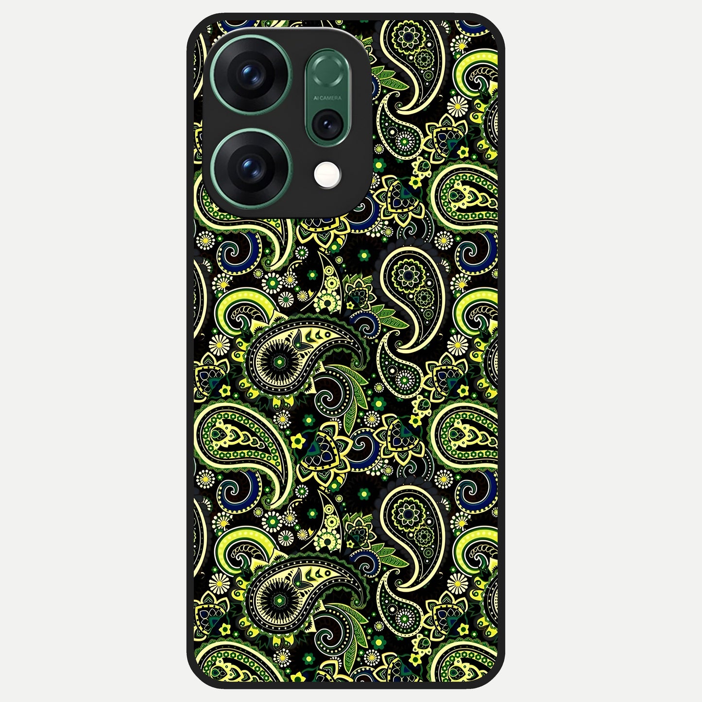  Green Lemon Glass Case For Oppo Reno 14 back cover – full design glossy printed glass finish