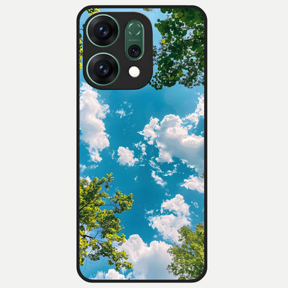  Green Moon Energy Glass Case For Oppo Reno 14 back cover – full design glossy printed glass finish