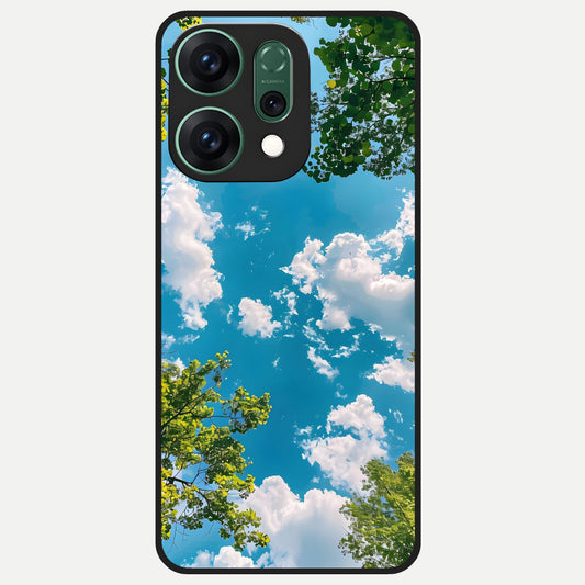  Green Moon Energy Glass Case For Oppo Reno 14 back cover – full design glossy printed glass finish