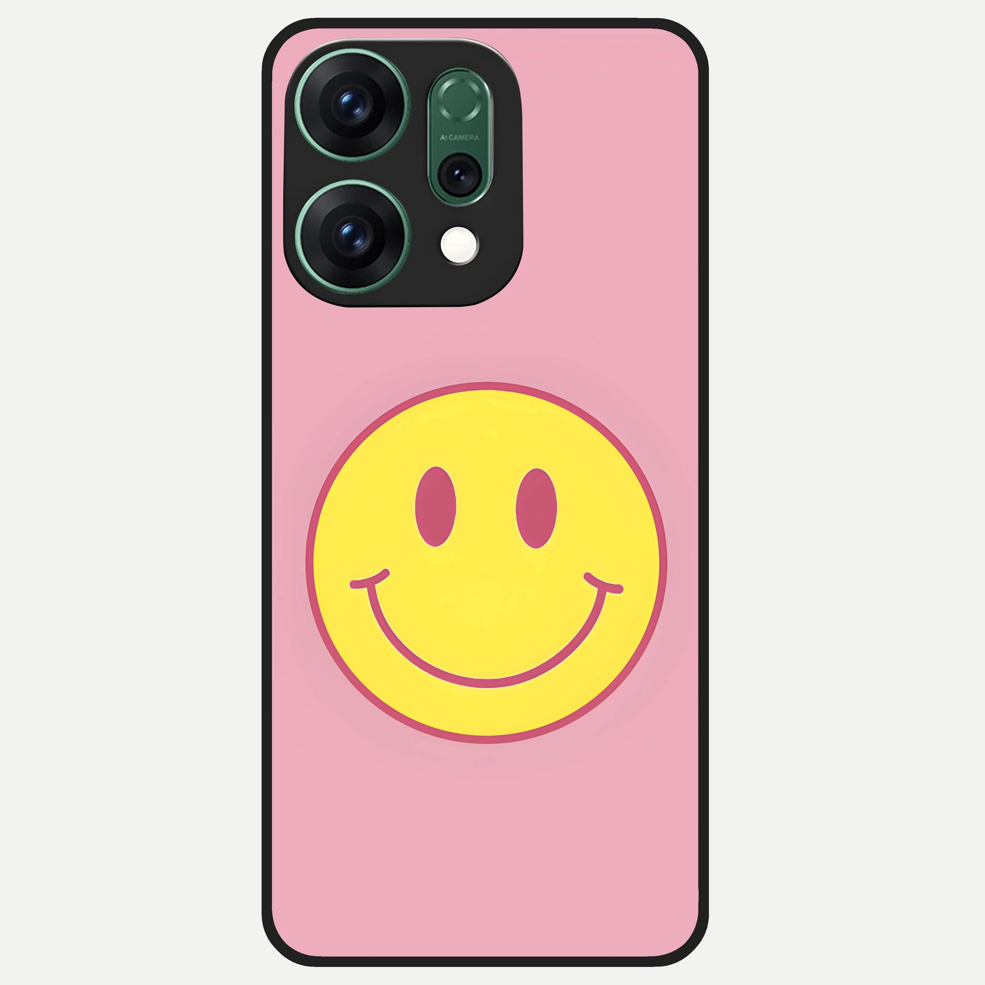  Happy Pink Mood Glass Case For Oppo Reno 14 back cover – full design glossy printed glass finish