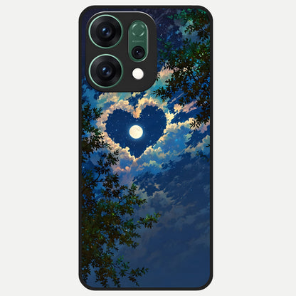  Heart With Moon Sky Glass Case For Oppo Reno 14 back cover – full design glossy printed glass finish