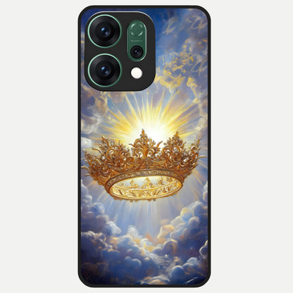  Heavenly Crown Light Glass Case For Oppo Reno 14 back cover – full design glossy printed glass finish