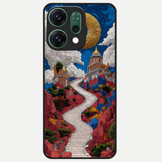  Heavenly Moon Path Glass Case For Oppo Reno 14 back cover – full design glossy printed glass finish