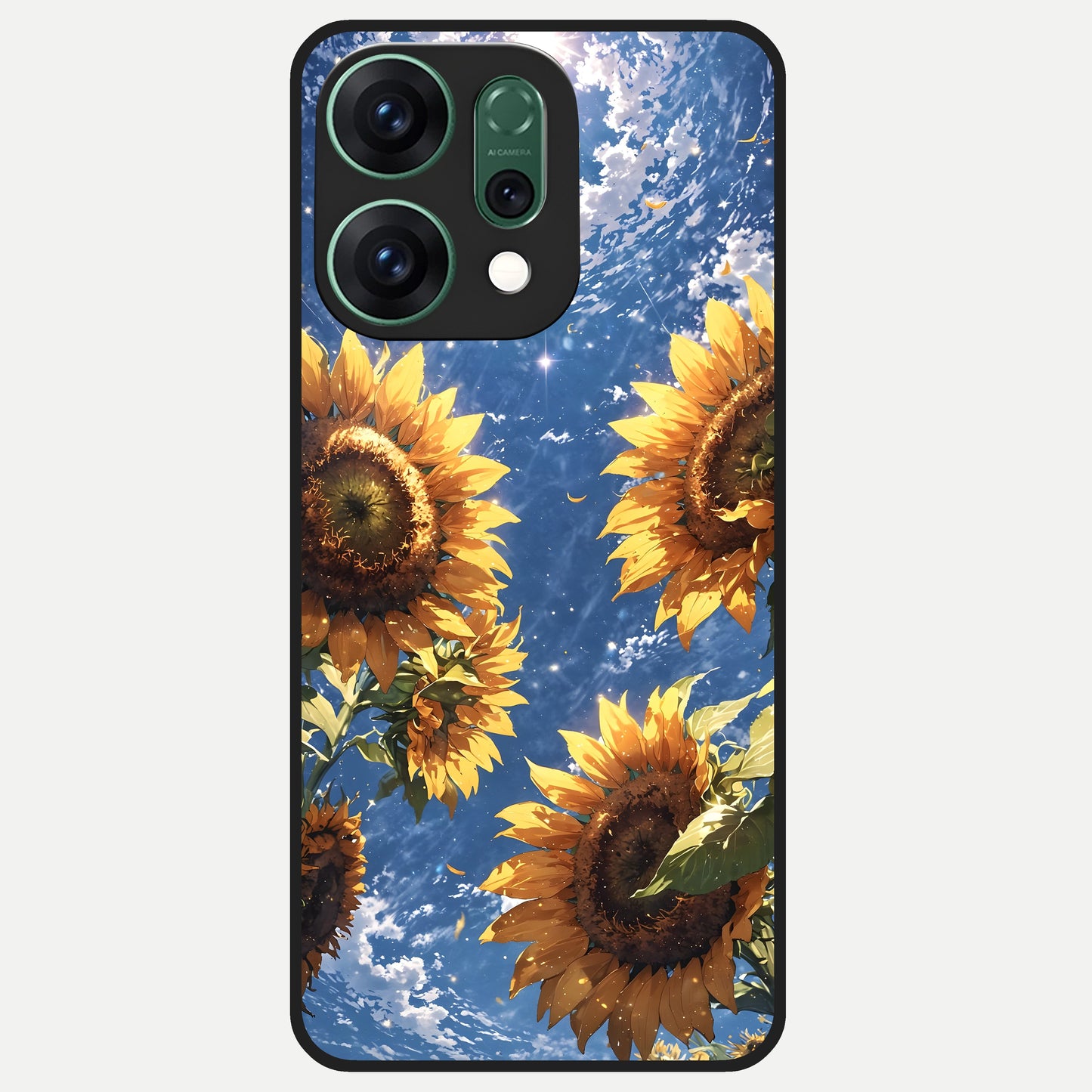  Heavenly Sunflower Rise Glass Case For Oppo Reno 14 back cover – full design glossy printed glass finish