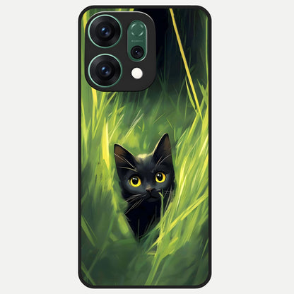  Hidden Cat Whisper Glass Case For Oppo Reno 14 back cover – full design glossy printed glass finish
