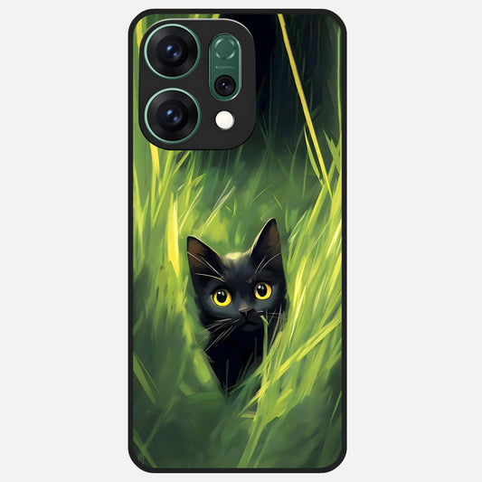  Hidden Cat Whisper Glass Case For Oppo Reno 14 back cover – full design glossy printed glass finish