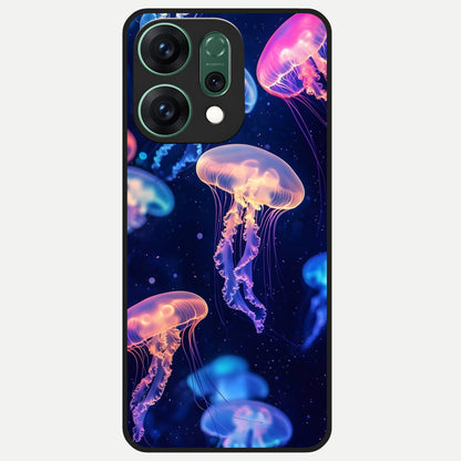  Jellyfish Pattern Glass Case For Oppo Reno 14 back cover – full design glossy printed glass finish