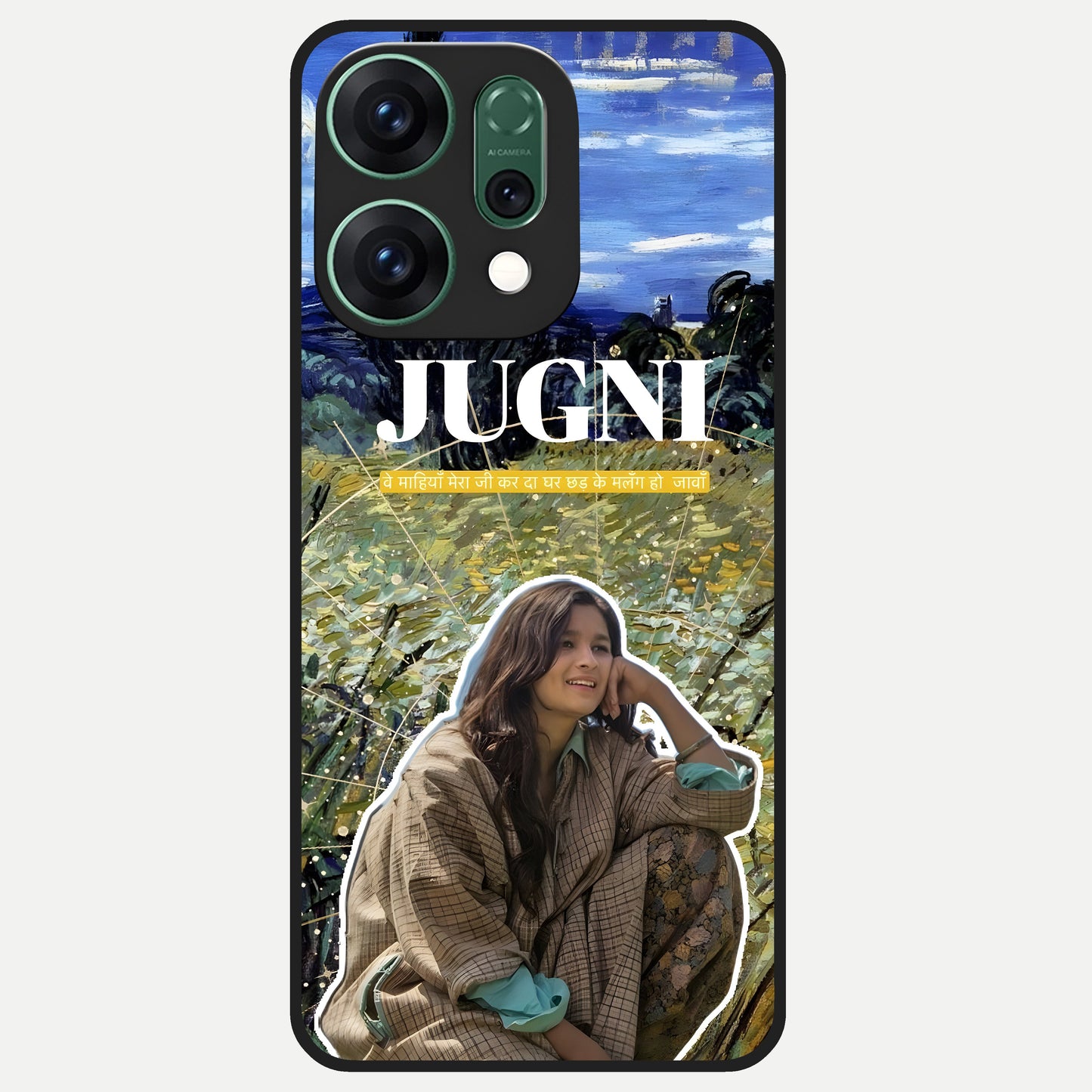  Jugni Soul Vibes Glass Case For Oppo Reno 14 back cover – full design glossy printed glass finish