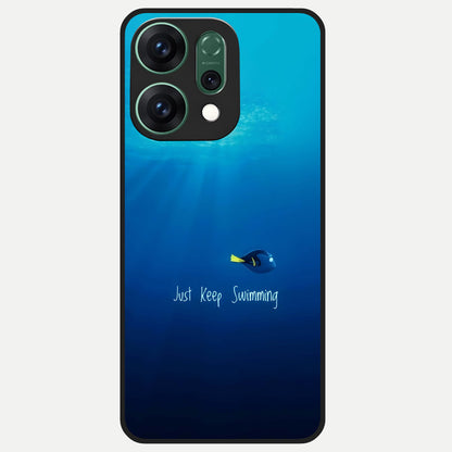  Just Keep Swimming Glass Case For Oppo Reno 14 back cover – full design glossy printed glass finish
