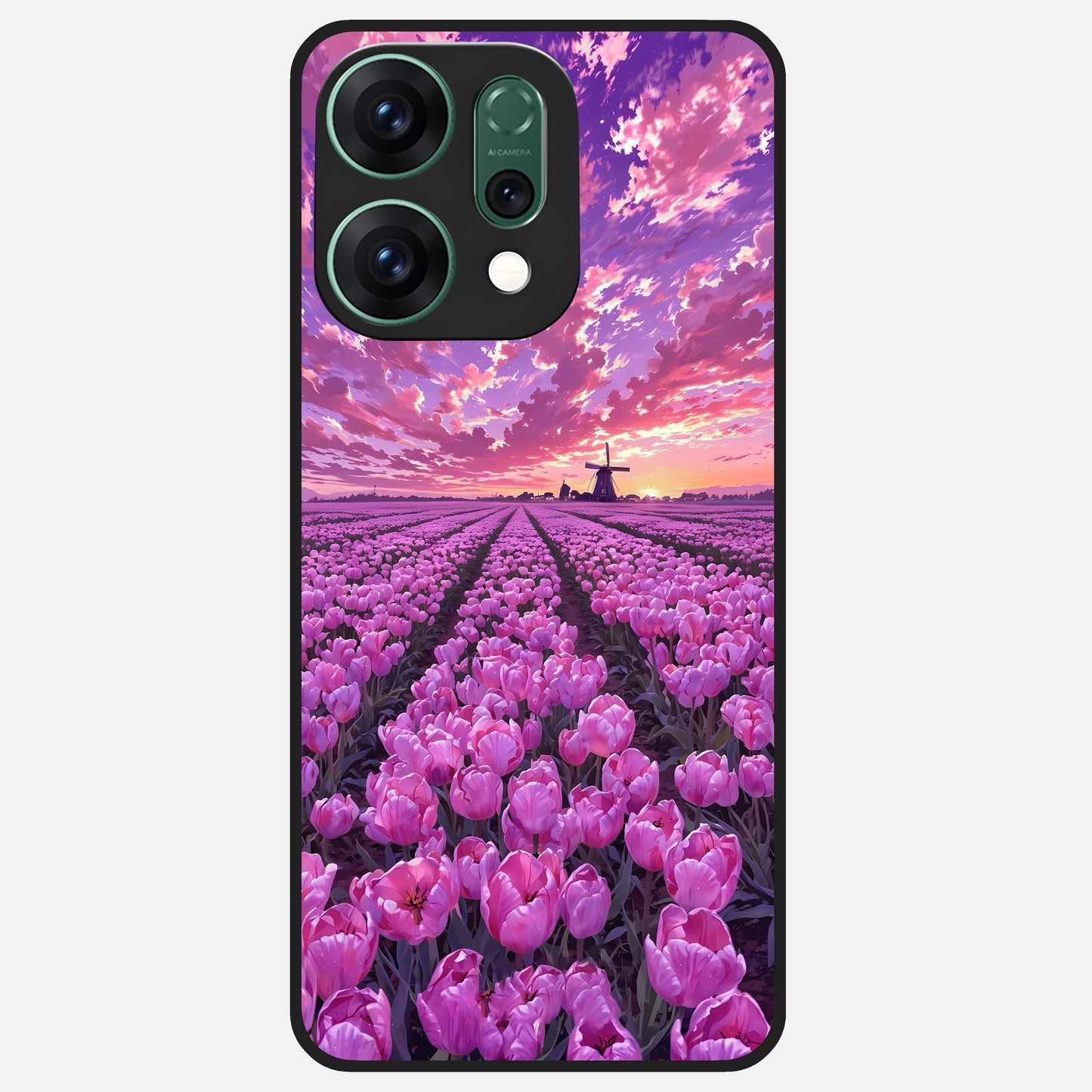 Lavender Dream Skies Glass Case For Oppo Reno 14 back cover – full design glossy printed glass finish