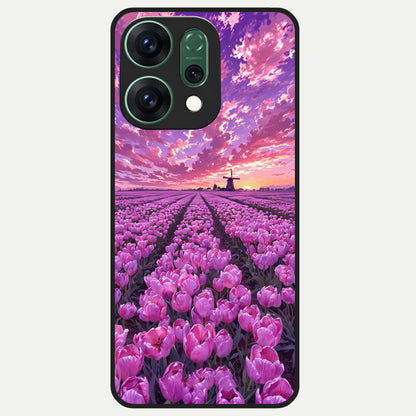  Lavender Dream Skies Glass Case For Oppo Reno 14 back cover – full design glossy printed glass finish