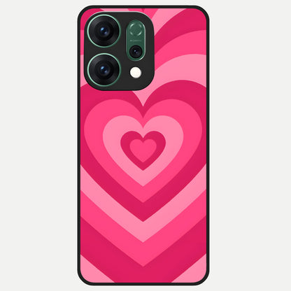  Layered Love Hearts Glass Case For Oppo Reno 14 back cover – full design glossy printed glass finish