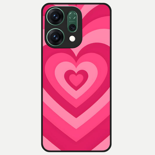  Layered Love Hearts Glass Case For Oppo Reno 14 back cover – full design glossy printed glass finish