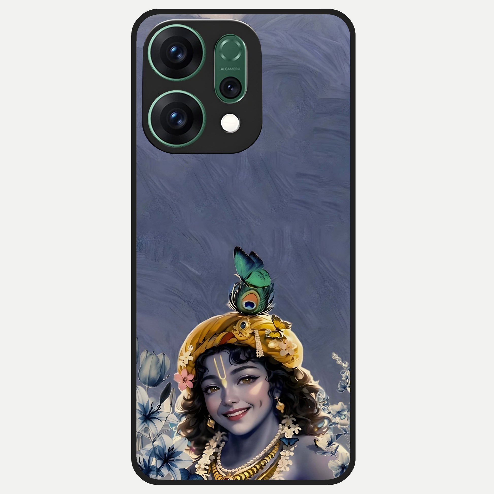  Lord Krishna Glass Case For Oppo Reno 14 back cover – full design glossy printed glass finish