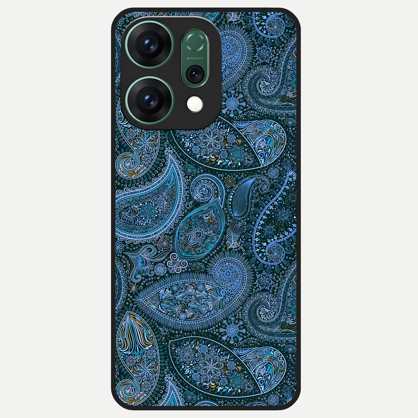  Midnight Paisley Glow Glass Case For Oppo Reno 14 back cover – full design glossy printed glass finish