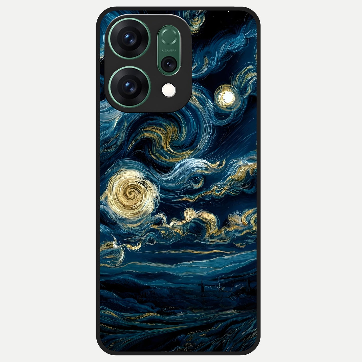  Midnight Sky Whirl Glass Case For Oppo Reno 14 back cover – full design glossy printed glass finish