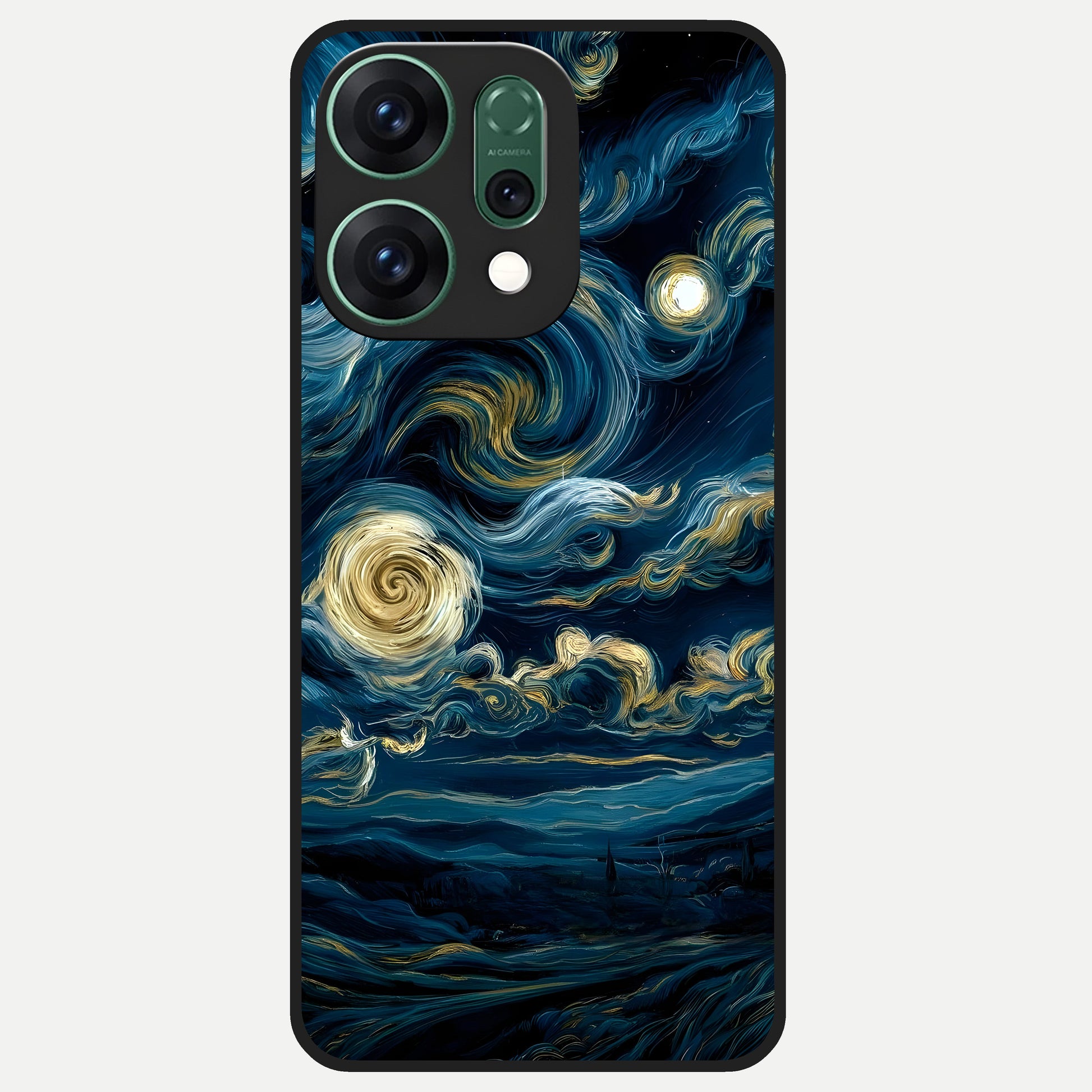  Midnight Sky Whirl Glass Case For Oppo Reno 14 back cover – full design glossy printed glass finish