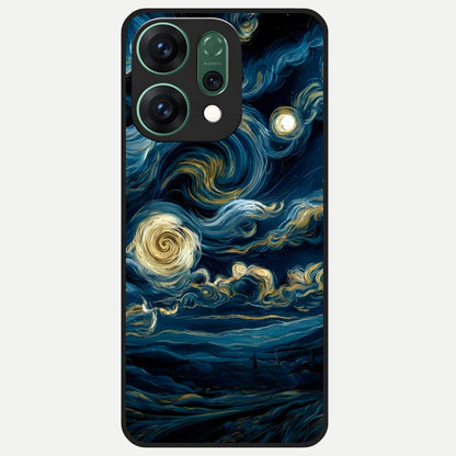  Midnight Sky Whirl Glass Case For Oppo Reno 14 back cover – full design glossy printed glass finish