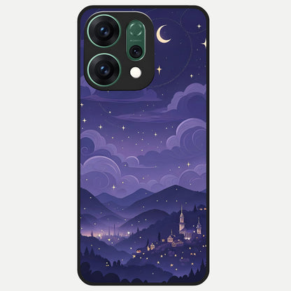  Minimal Night View Glass Case For Oppo Reno 14 back cover – full design glossy printed glass finish